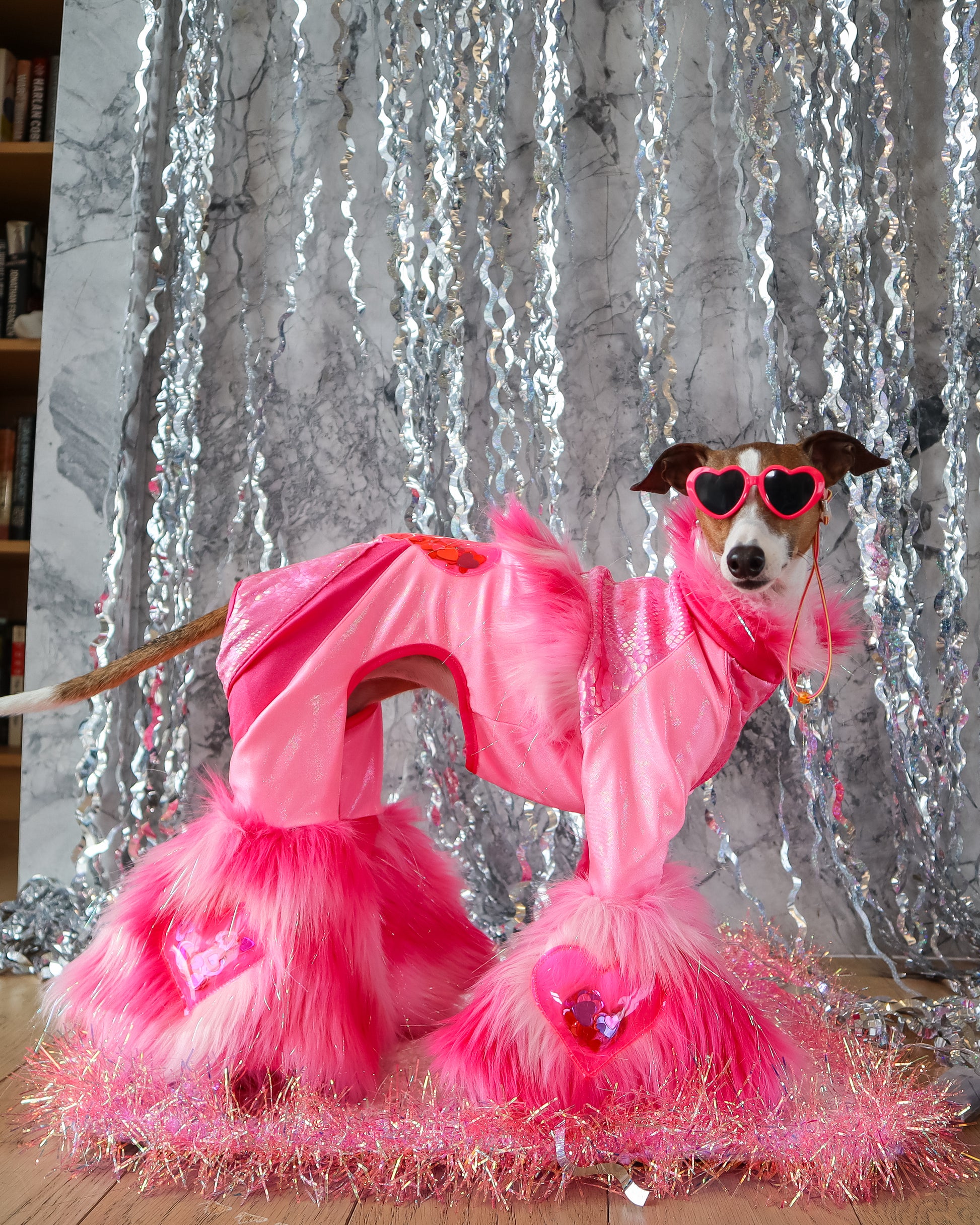dog in pink dress Pawty in Pink Bell Bottom Onesie – Dancing Dog Couture